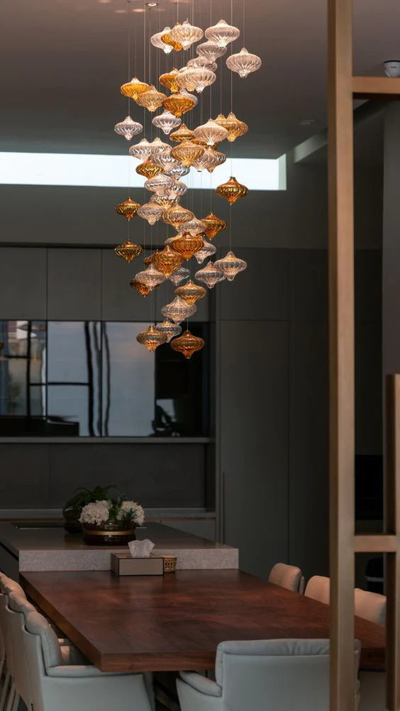 Custom Creative Art Design Lanterns Glass Floating Chandelier for Staircase/Foyer/Villa/Living room