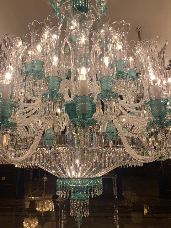 Luxury Classic Candle Light Tiffany Green Crystal Chandelier for Living Room/Staircase/Foyer