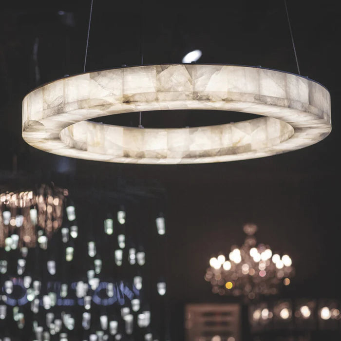 Art Alabaster Ring Chandelier for Living Room/Bedroom