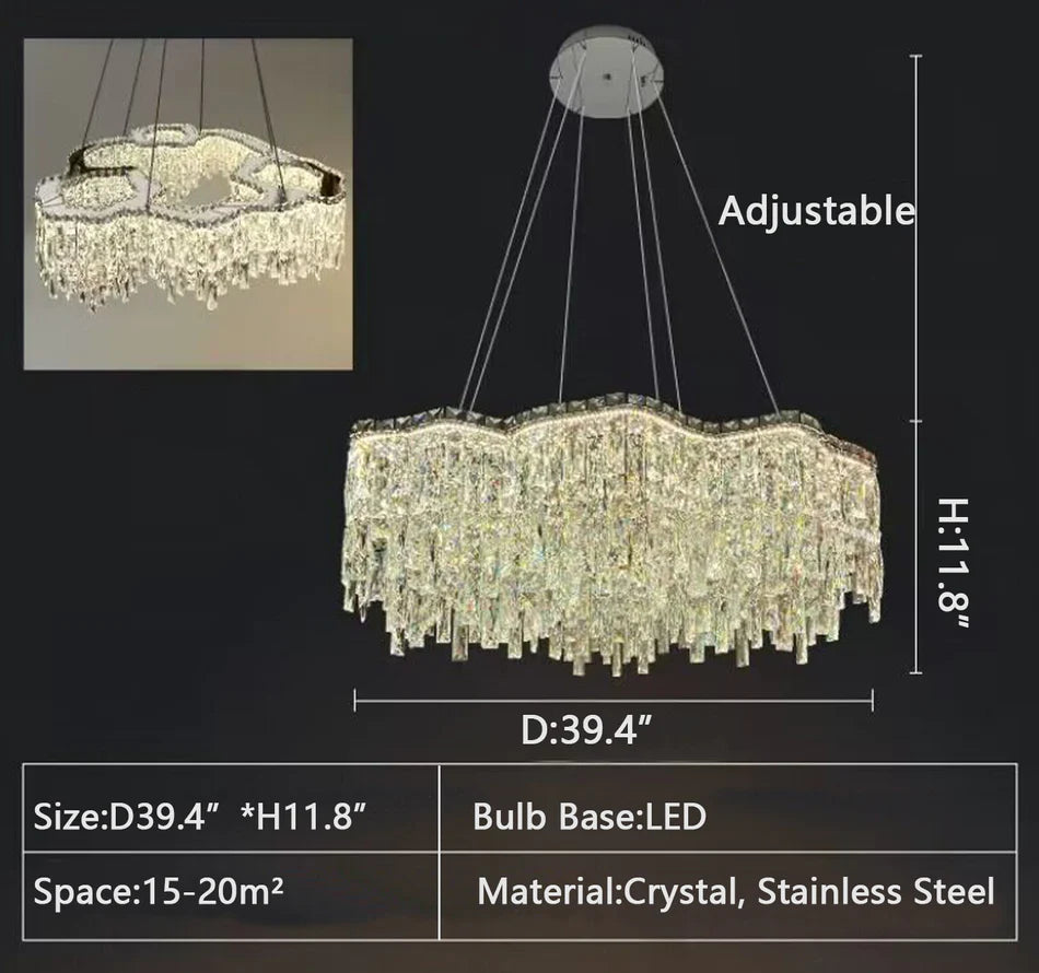 2023 New Modern Light Luxury Creative Set Crystal Chandelier Designer Style Irregular Round/Oval Light Fixture For Bedroom/Living Room/Dining Room