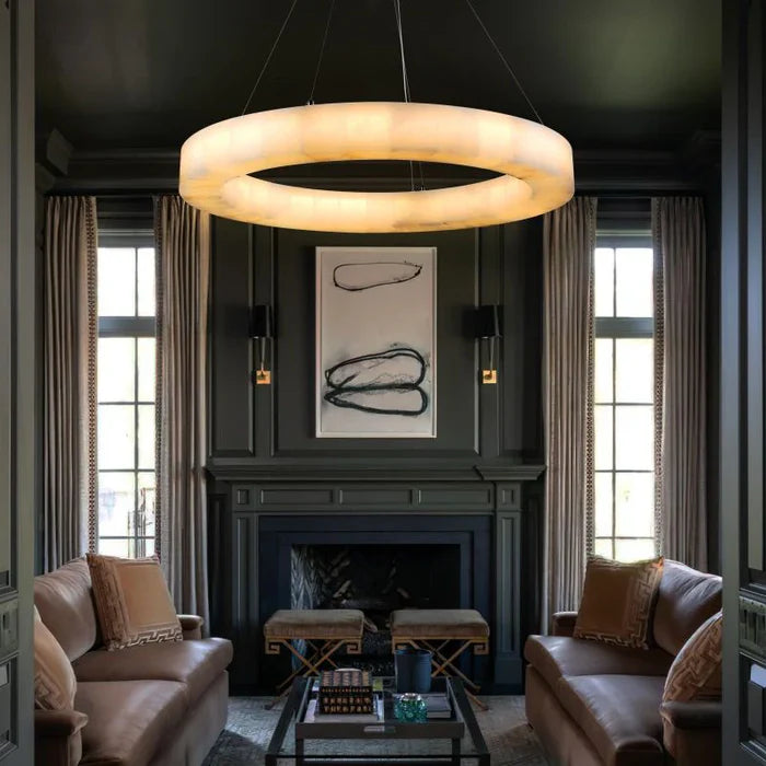 Art Alabaster Ring Chandelier for Living Room/Bedroom