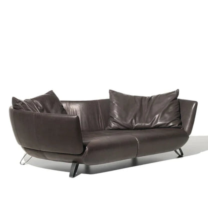 Irregular Loveseats Sofa in Espresso/Black/Leather Upholstery