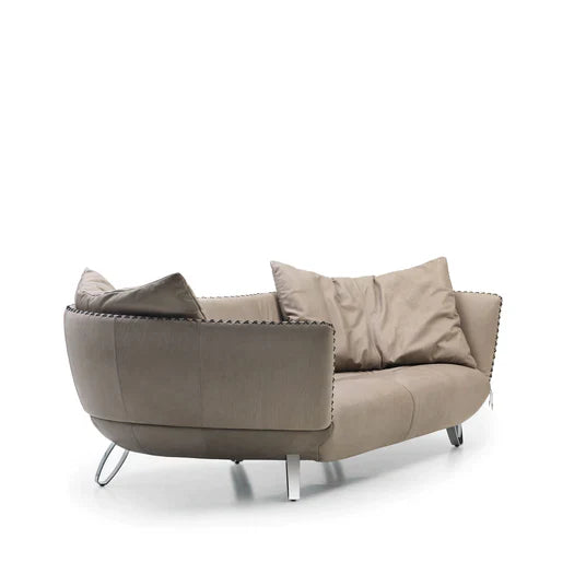 Irregular Loveseats Sofa in Espresso/Black/Leather Upholstery