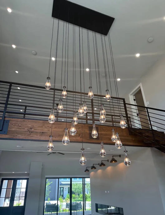 Modern Raindrop Crystal Chandelier with Rectangular Canopy