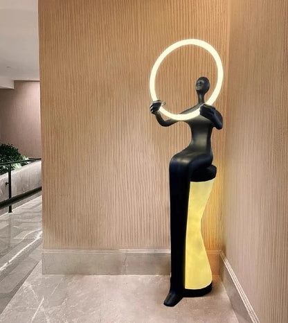 Sitting Man Statue Floor Lamp