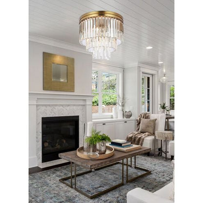 Modern Tiered Flush Mount Crystal Chandelier