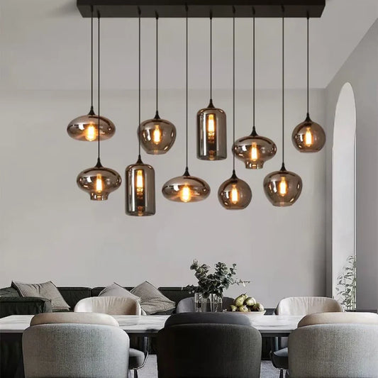 Smoky Gray Glass Chandelier for Cafe/Dining Room