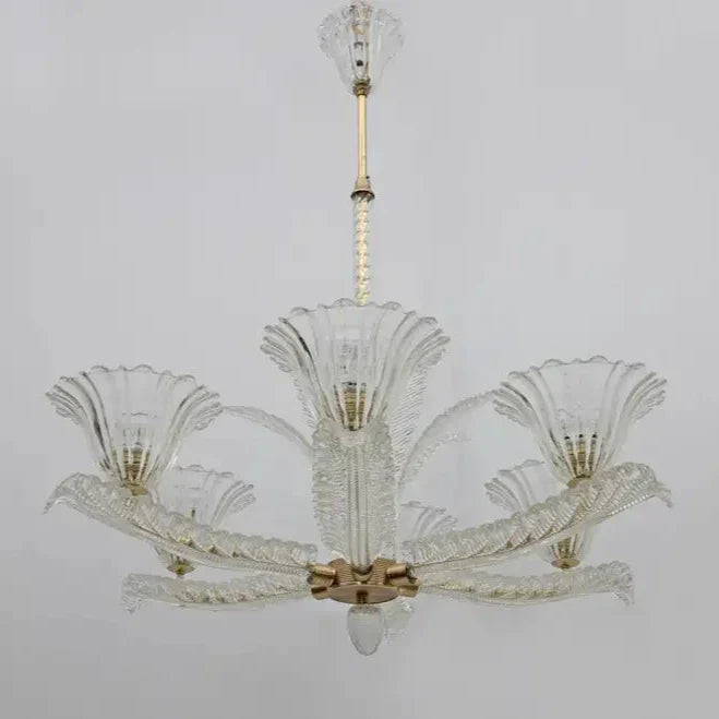 Vintage Italian 6-Arm Glass Chandelier for Low-ceiling/Bedroom/Dining Room