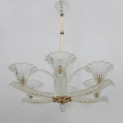 Vintage Italian 6-Arm Glass Chandelier for Low-ceiling/Bedroom/Dining Room