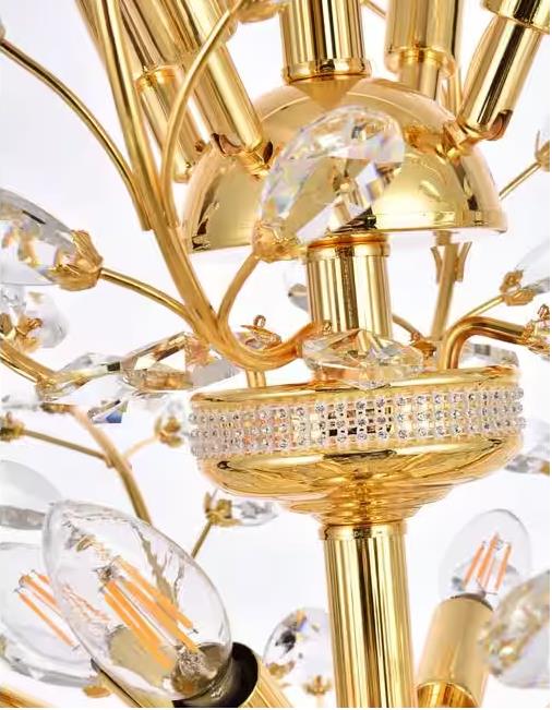 Gold/Silver/Brown Twig Branch Crystal Leaf Chandelier