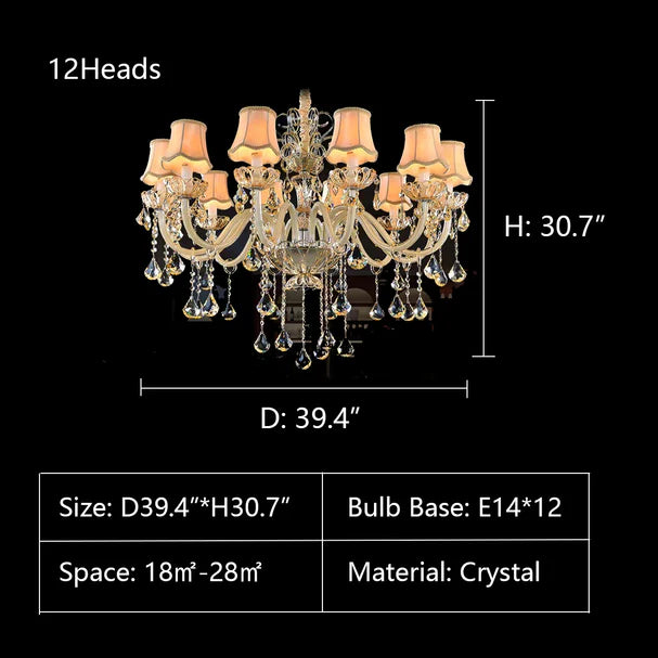 Extra Large Luxury Multi-Tiered Crystal Candle Chandelier for Living/Dining Room