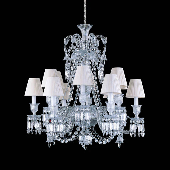 Light Luxury Classic Short Version Tiered Candle Light Crystal Chandelier for High-ceiling Rooms/Living Room