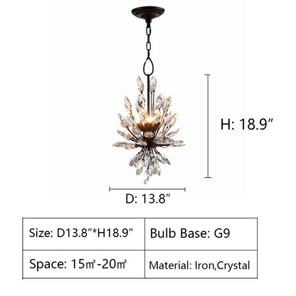 Modern Iron Art Bouquet Shape Branch Crystal Chandelier for Living Room/Dining Room/Coffe Shops