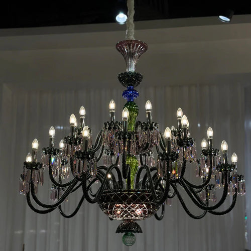 Luxury Empire Colorful Crystal Chandelier for Living Room/Bedroom/Entryway/Hotel/Restaurant