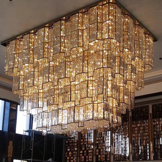 Luxury Flush Mounted Multi-tiered Crystal Chandelier for Hotel/Restaurant