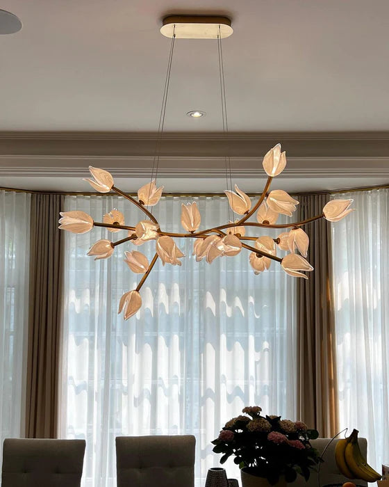 Modern Art Linear Flower Glass Chandelier for Dining Room