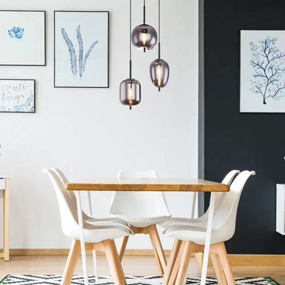 Modern Smoky Gray Glass Chandelier for Dining Room/Kitchen Island