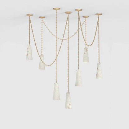 Modern 3/5/7-Light Alabaster Chandelier for Living Room/Dining Room