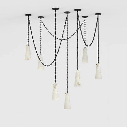 Modern 3/5/7-Light Alabaster Chandelier for Living Room/Dining Room