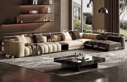 Piano-Shape Rectangle Leather Sofa