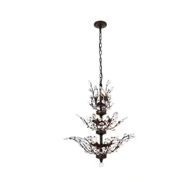 Gold/Silver/Brown Twig Branch Crystal Leaf Chandelier