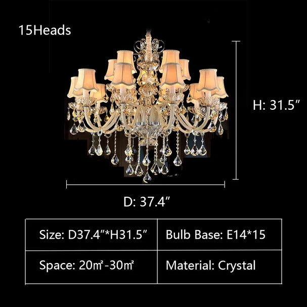 Extra Large Luxury Multi-Tiered Crystal Candle Chandelier for Living/Dining Room