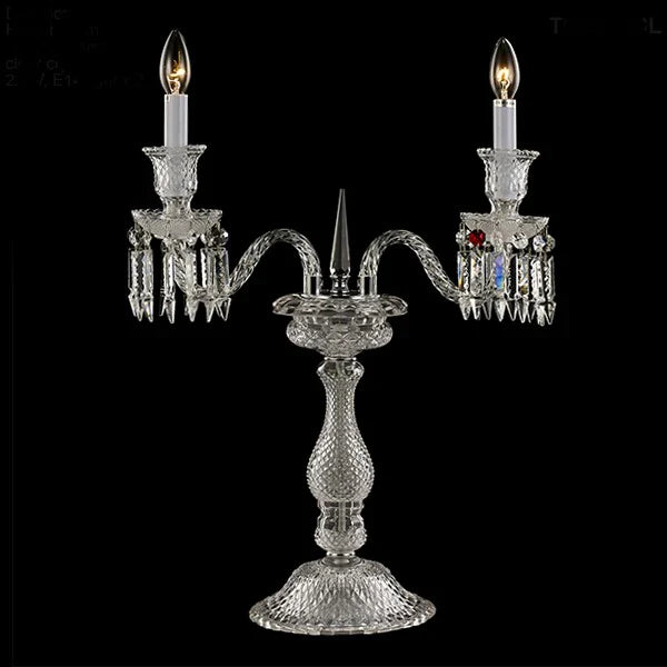 Luxury 2-Arm Candle Light Clear Crystal Table Lamp