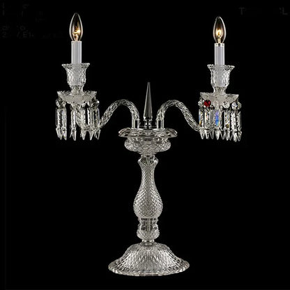 Luxury 2-Arm Candle Light Clear Crystal Table Lamp