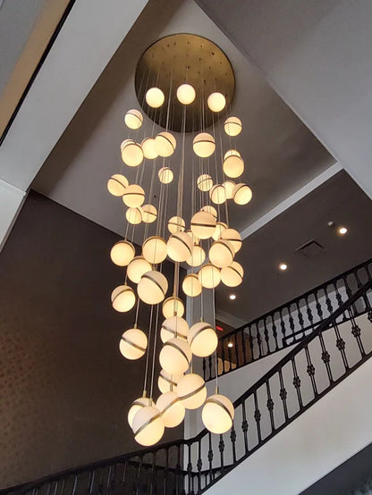 Modern Floating Acrylic Balls Chandelier for Staircase/Foyer/Entryway/Living Room