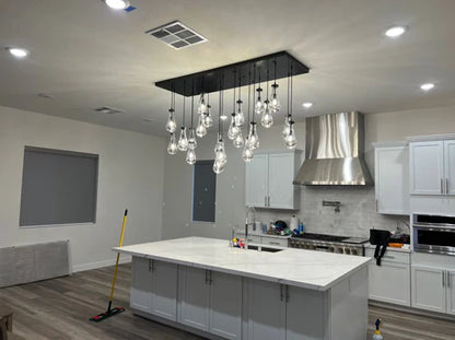 Modern Raindrop Crystal Chandelier with Rectangular Canopy