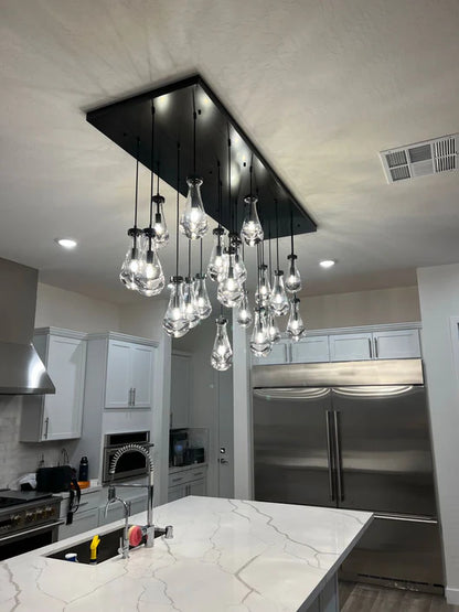 Modern Raindrop Crystal Chandelier with Rectangular Canopy