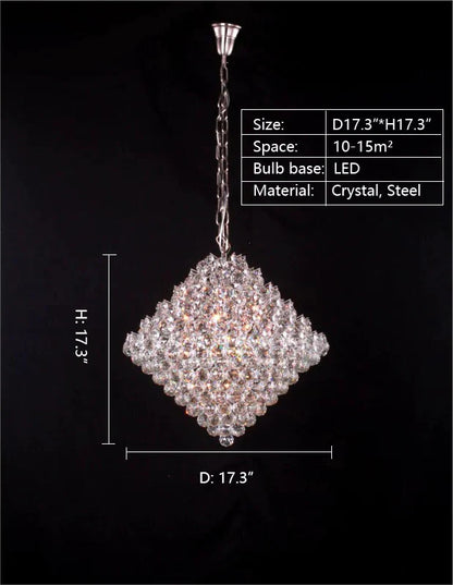 Aesthetic Luxury Conical Crystal Chandelier for Living/Dining Room/Foyer/Hallway/Kitchen Island