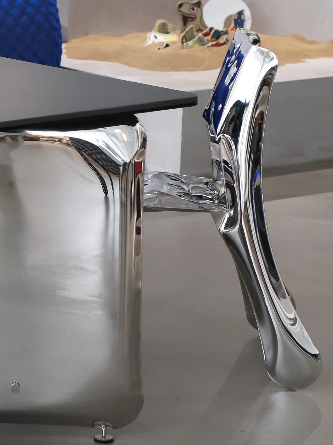 Modern Rectangular Rock Dining Table With Stainless Steel Leg