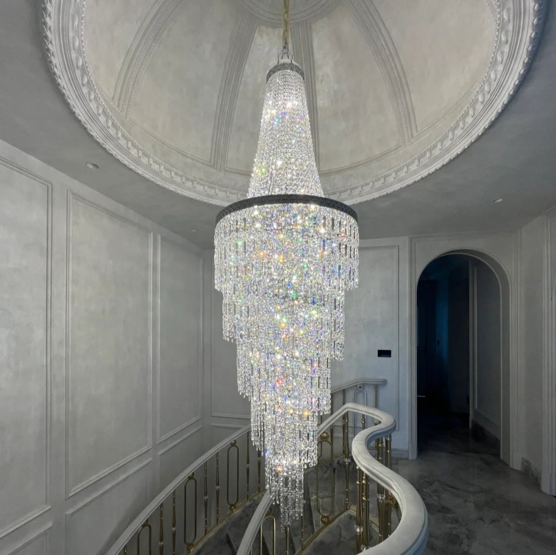 Modern Crystal Tassel Chandelier for High-ceiling/Foyer/Staircase