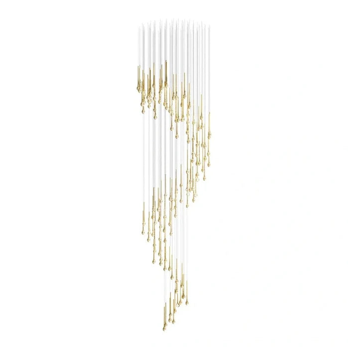 Modern Floating Long Gold Pendant Celing Chandelier for Living Room/High-ceiling