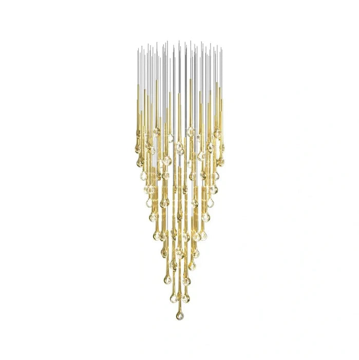 Modern Floating Long Gold Pendant Celing Chandelier for Living Room/High-ceiling