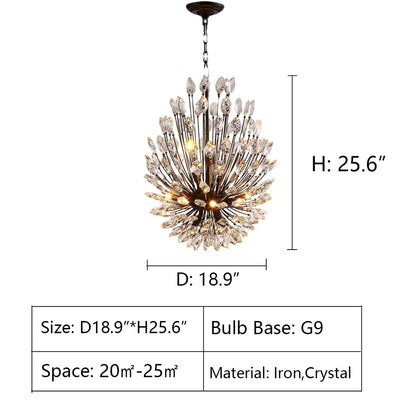 Modern Iron Art Bouquet Shape Branch Crystal Chandelier for Living Room/Dining Room/Coffe Shops