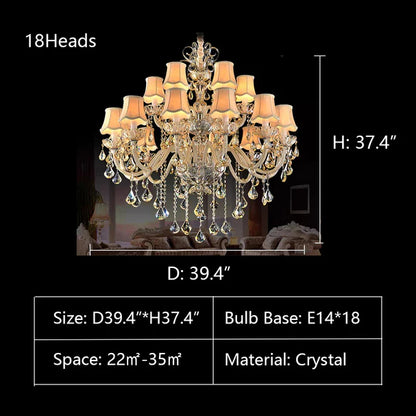 Extra Large Luxury Multi-Tiered Crystal Candle Chandelier for Living/Dining Room