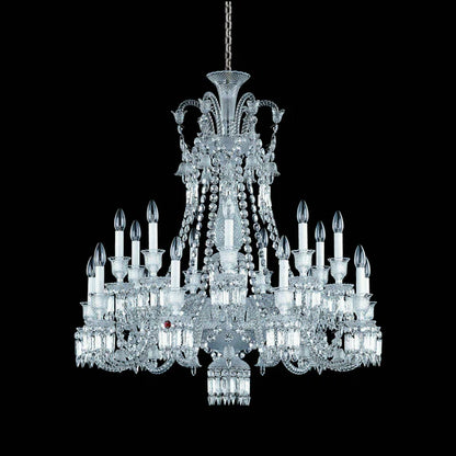 Light Luxury Classic Short Version Tiered Candle Light Crystal Chandelier for High-ceiling Rooms/Living Room