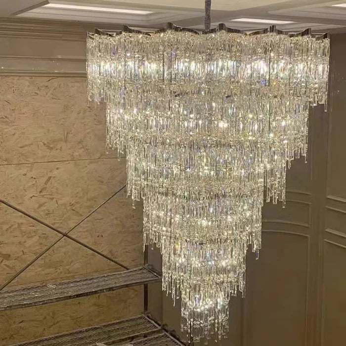 Oversized European Multi-layers Golden Luxury Crystal Chandelier Villa/High-ceiling/Foyer