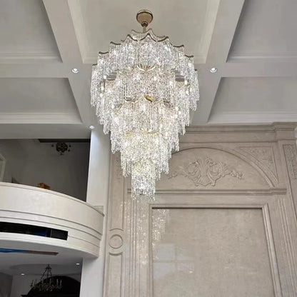 Oversized European Multi-layers Golden Luxury Crystal Chandelier Villa/High-ceiling/Foyer