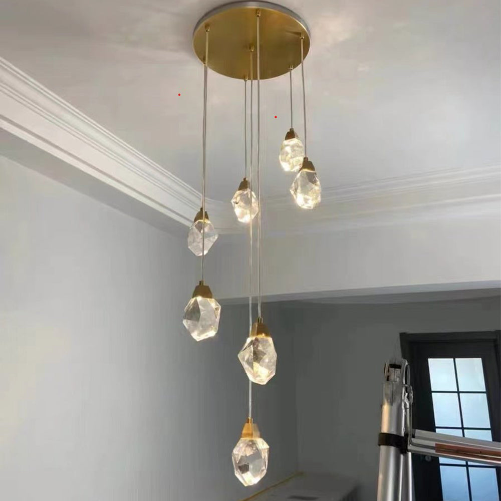 Duplex Hall Chandelier Foyer Living Room Droplight Modern Crystal Ceiling Lamp Hall Decoration Lights