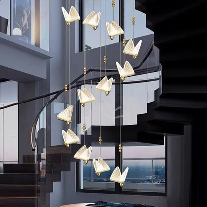 Extra Large Light Luxury Art Butterfly Pendant Chandelier for Bedroom/Dining Room/Staircase