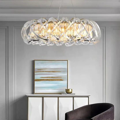 Modern Art Light Luxury Crossed Shell Transparent Crystal Chandelier Suit for Dining/Living Room