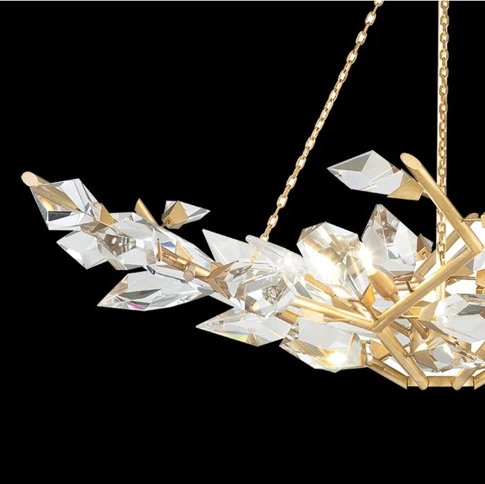 Luxury Crystal Leaves Chandelier in Brass/Silver Finish Ceiling Light Fixtures