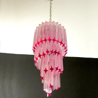 Barbie Pink Italian Creative Compass-star Spiral Crystal Chandelier Modern Romantic Designer Decorative Light Fixture