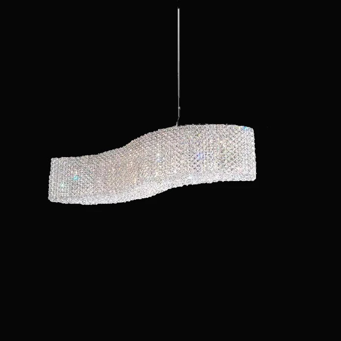 Oversized S-shaped Luxury Crystal Beads Pendant Chandelier for Dining Room/Kitchen Island/Living Room