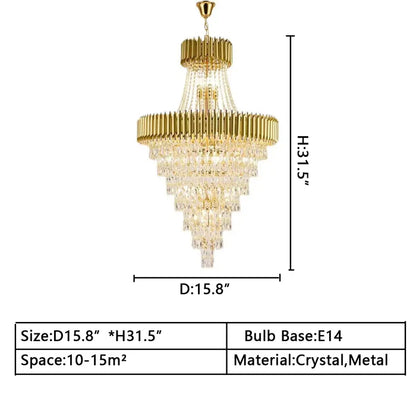 Extra Large Modern Multi-layers Gold/Black Light Luxury Crystal Chandelier for Foyer/High-ceiling