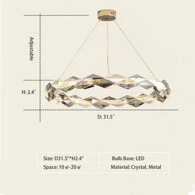 Modern Art Tiered Crystal Wreth Pendant Chandelier for Living/Dining Room/Bedroom