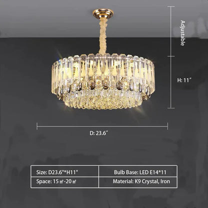 Oversized Transparent Crystal Tiered Chandelier Suit for Living/Dining Room/Bedroom